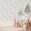 Papier peint intissé fleuri Lavinia rose pastel L.1005 x l.53cm Lutèce