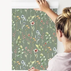 Papier Peint Intissé FLEURS Printemps Feuilles Délicat Pour Salon