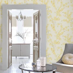 Papier peint intissé Forsythia imprimé fleurs jaune L.1000 x l.52cm Laura Ashley