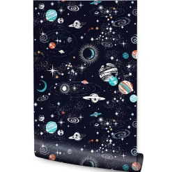 Papier Peint Intissé FUSEES SPATIALES Couleurs Pour Chambre D'Enfant