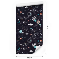 Papier Peint Intissé FUSEES SPATIALES Couleurs Pour Chambre D'Enfant