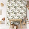 Papier peint intissé imprimé tropical vert, beige L.1001 x l.53cm Ugèpa