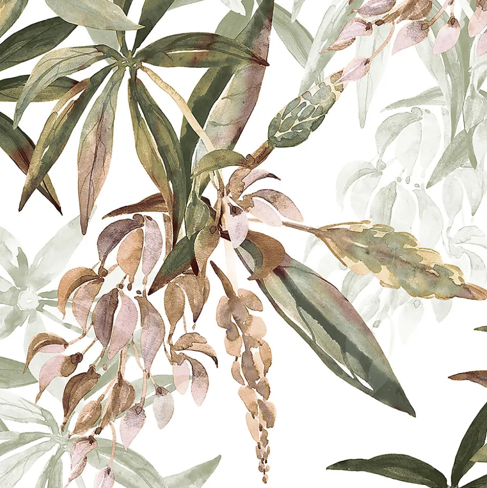 Papier peint intissé imprimé tropical vert, beige L.1001 x l.53cm Ugèpa