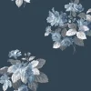 Papier peint intissé Jardin Secret Lutece mat et satiné fleurs bleu, bleu nuit l.1000 x l.53 cm