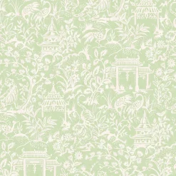 Papier peint intissé Jardin Secret Lutece mat et satiné enfant, animaux vert, blanc l.1000 x l.53 cm