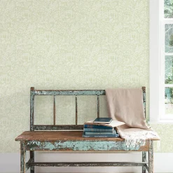 Papier peint intissé Jardin Secret Lutece mat et satiné enfant, animaux vert, blanc l.1000 x l.53 cm