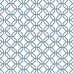 Papier peint intissé Jardin Secret Lutece mat et satiné hexagone bleu, blanc l.1000 x l.53 cm