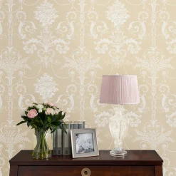 Papier peint intissé Josette imprimé bouquet de roses beige L.1000 x l.52cm Laura Ashley
