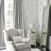 Papier peint intissé Josette imprimé bouquet de roses gris métal argent L.1000 x l.52cm Laura Ashley