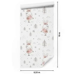 Papier Peint Intissé LAPINS Dansant Pour Chambre D'Enfant