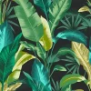 Papier peint intissé Leaf it out midnight feuilles de palmier vert, bleu L.1000 x l.52cm Envy