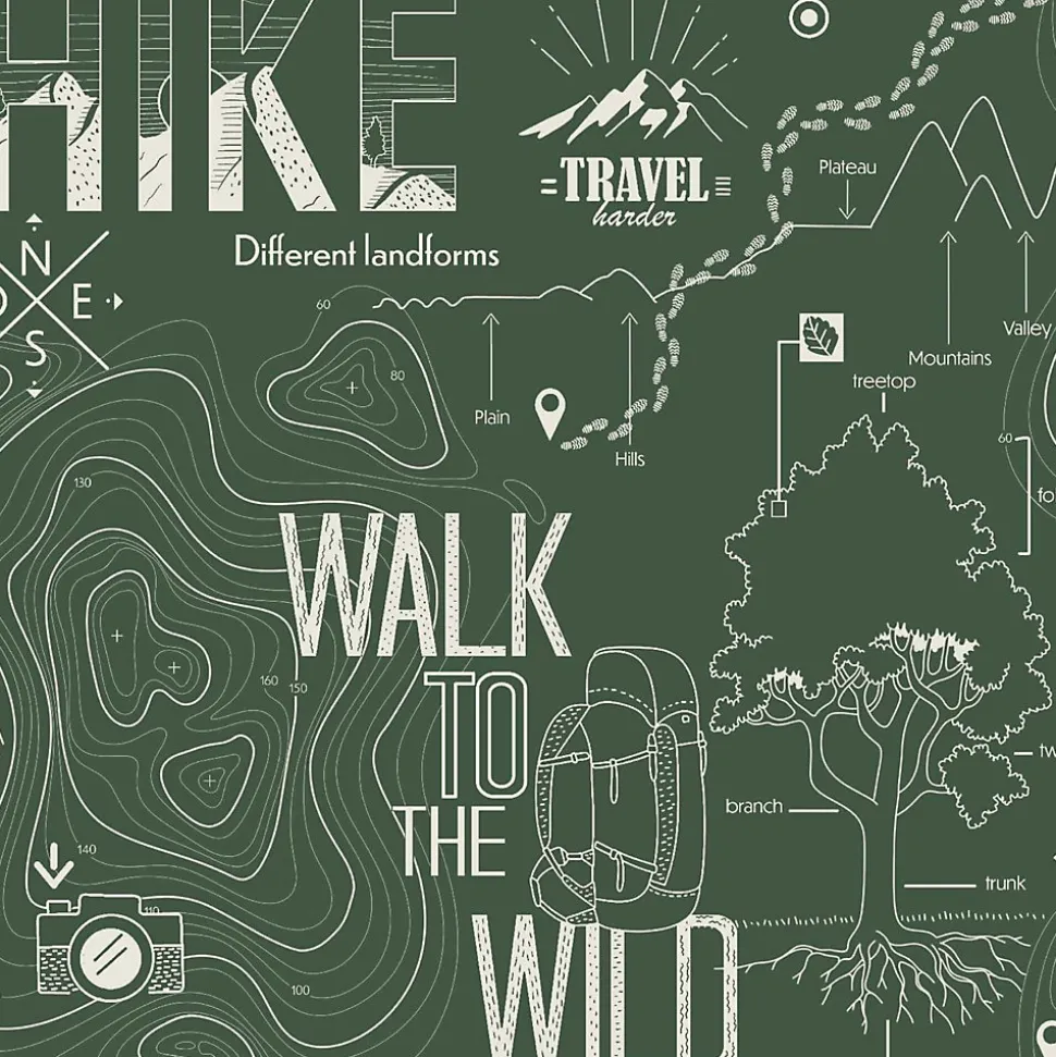 Papier peint intissé Les aventures " Walk to the wild " vert L.1005 x l.53cm Lutèce