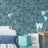 Papier peint intissé Les aventures imprimé safary bleu pétrole L.1005 x l.53cm Lutèce