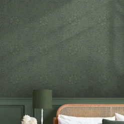 Papier peint intissé Marigold fibrous imprimé fleurs vert L.1000 x l.52cm William Morris