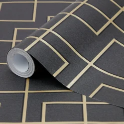 Papier peint intissé motif géométrique oriental GoodHome noir
