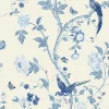 Papier peint intissé Palace summer imprimé oiseaux, fleurs bleu L.1000 x l.52cm Laura Ashley