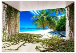 Papier peint intissé panoramique paysage beach and ivy 300x210 cm