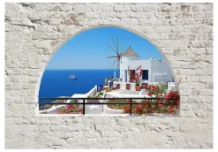 Papier peint intissé panoramique paysage summer in santorini 300x210 cm
