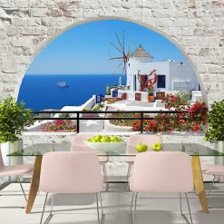 Papier peint intissé panoramique paysage summer in santorini 300x210 cm