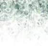 Papier Peint Intissé Panoramique Feuilles Vert 350x250 cm - Colle Inclus - Colle Inclus - Chambre et Salon - Vert Blanc Nature