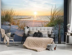 Papier Peint Intissé Panoramique Mer Plage Paysage Nature 300x210 cm - Colle Inclus - Chambre et Salon - Papier Peint 3D