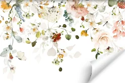 Papier Peint Intissé Photo Pour Salon FLEURS Colorées Feuilles Plantes Nature 270cm x 180cm