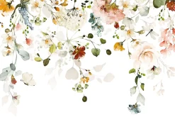 Papier Peint Intissé Photo Pour Salon FLEURS Colorées Feuilles Plantes Nature 270cm x 180cm