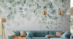 Papier Peint Intissé Photo FEUILLES Plantes Aquarelle Nature Pour Chambre 368cm x 254cm