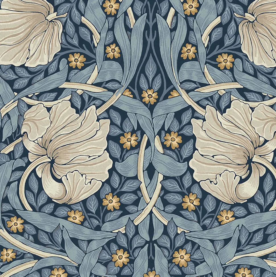 Papier peint intissé Pimpernel bleu L.1000 x l.52cm William Morris