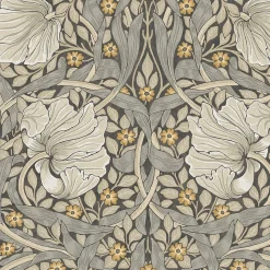 Papier peint intissé Pimpernel navy imprimé fleurs beige L.1000 x l.52cm William Morris