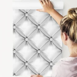 Papier Peint Intissé Pour La Chambre MATELASSE Matiere Grise 3D Effet