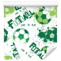 Papier Peint Intissé Pour La Chambre Football BALLE Inscriptions Vertes