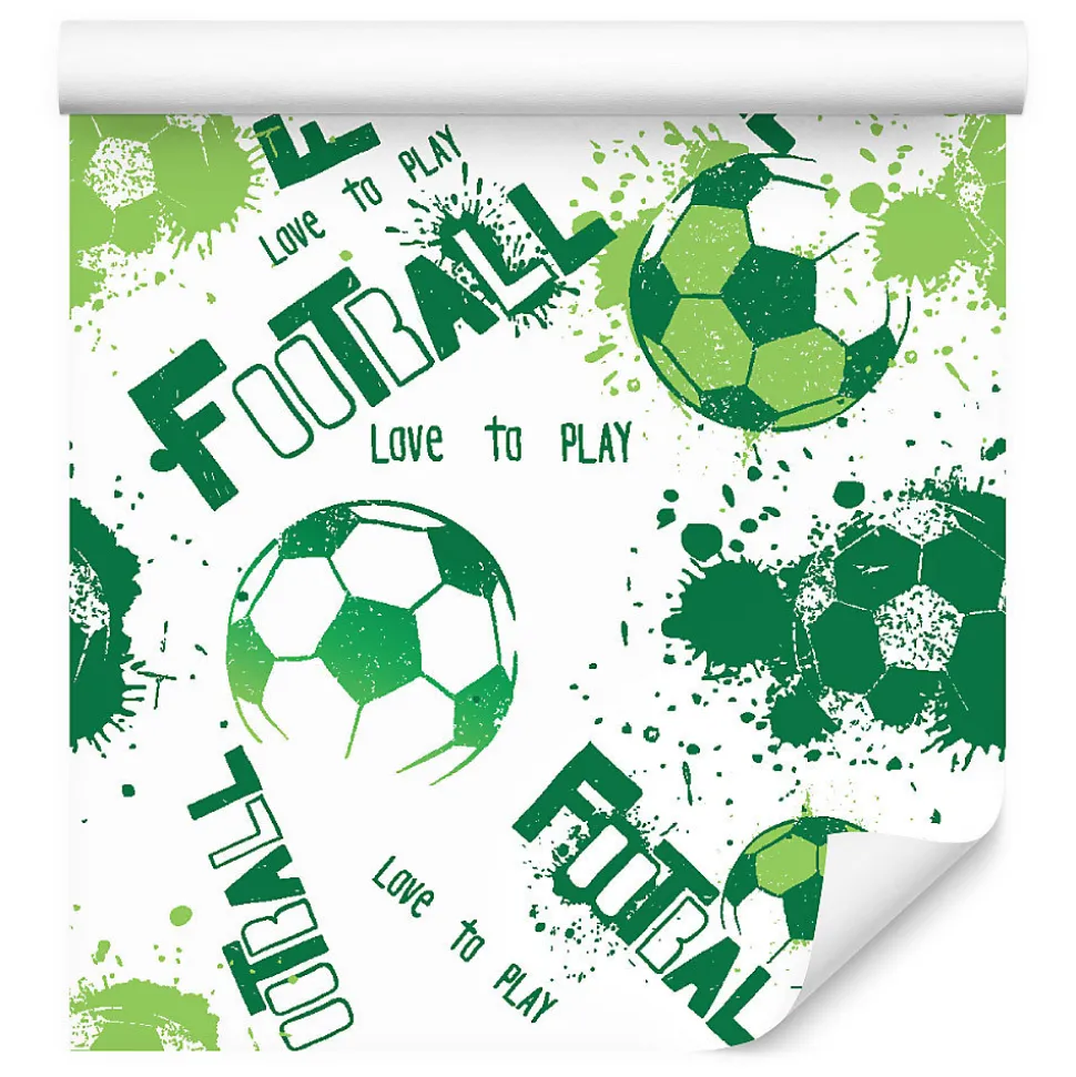 Papier Peint Intissé Pour La Chambre Football BALLE Inscriptions Vertes
