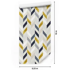 Papier Peint Intissé Pour Salon MOTIF Géométrique Coloré