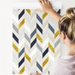 Papier Peint Intissé Pour Salon MOTIF Géométrique Coloré