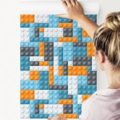 Papier Peint Intissé Pour Chambre D'Enfant Blocks Colorées