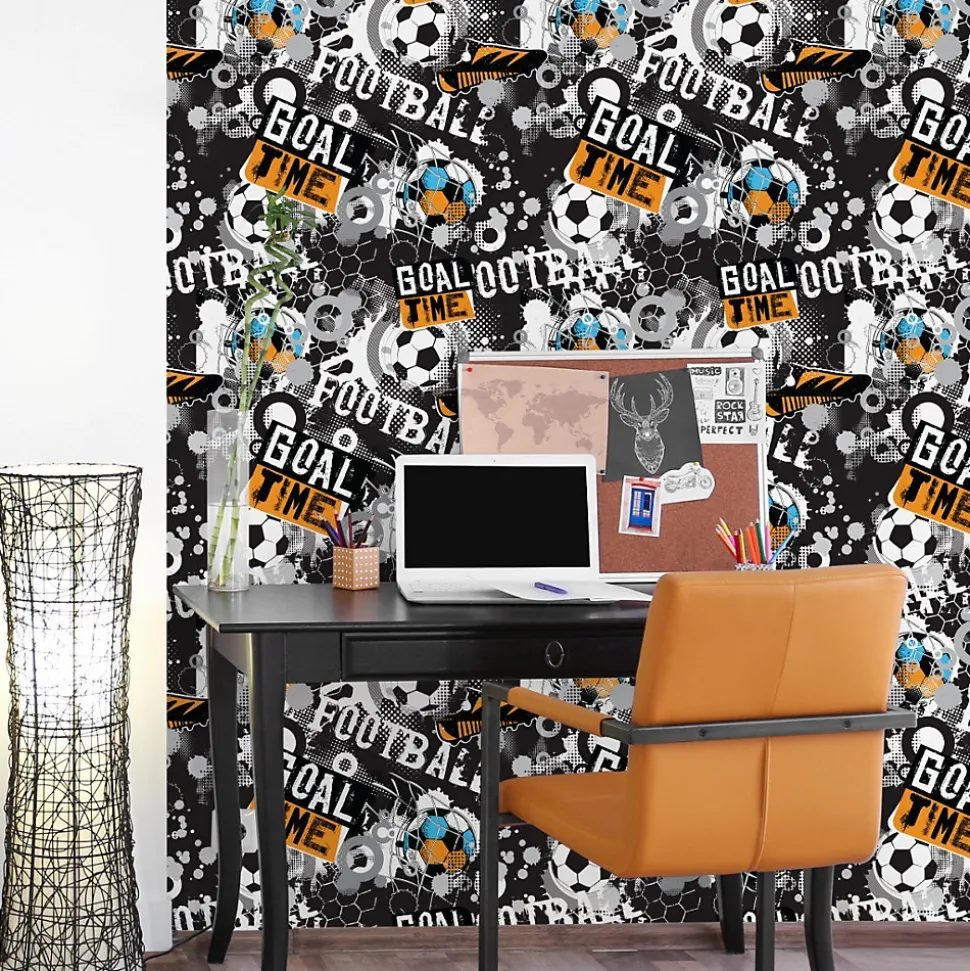 Papier Peint Intissé Pour Chambre D'Enfant FOOTBALL Graffiti Sport