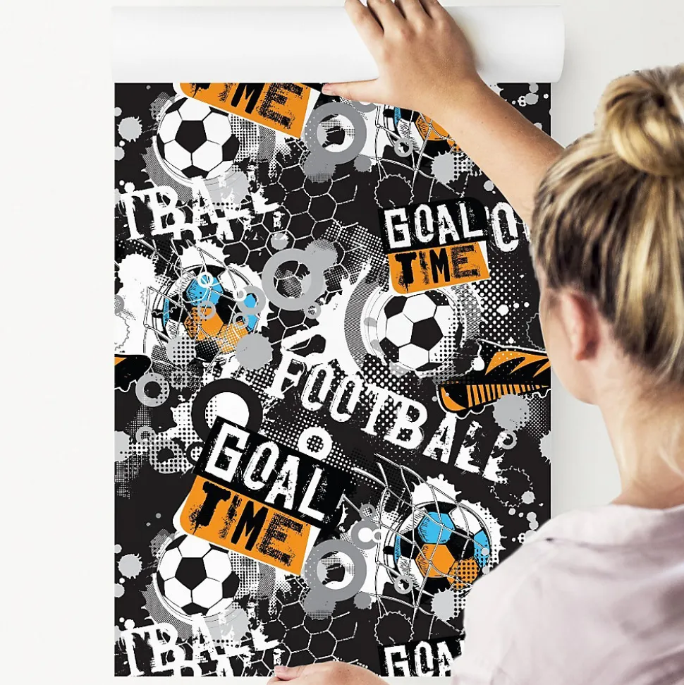Papier Peint Intissé Pour Chambre D'Enfant FOOTBALL Graffiti Sport