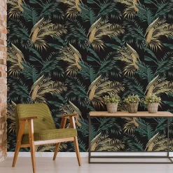 Papier Peint Intissé Pour Chambre FEUILLES Tropicales Nature
