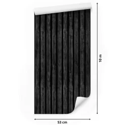 Papier Peint Intissé Pour Chambre PLANCHES Noir Lamelles Bois Imitation