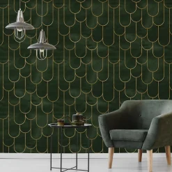 Papier Peint Intissé Pour Salon MOTIFS Geometrique Art Deco