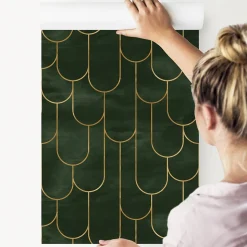 Papier Peint Intissé Pour Salon MOTIFS Geometrique Art Deco