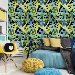 Papier Peint Intissé Pour Chambre D'Enfant GARCON Football Sport