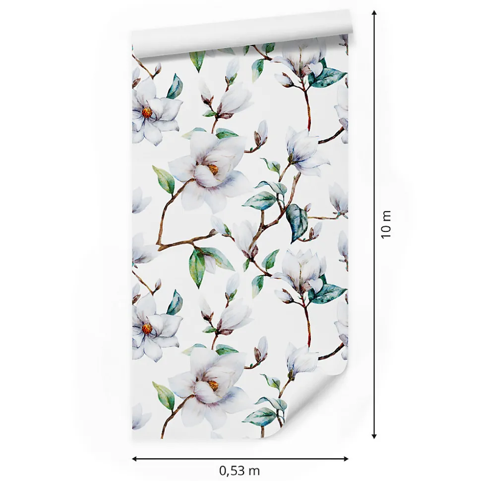 Papier Peint Intissé Pour La Chambre FLEURS Magnolia Brindilles