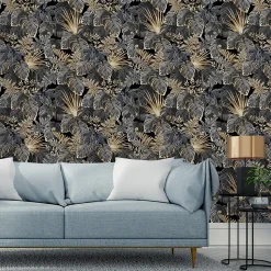 Papier Peint Intissé Pour Salon FEUILLES Tropicales Nature