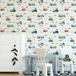 Papier Peint Intissé Pour Chambre D'Enfant VEHICULES Nuages