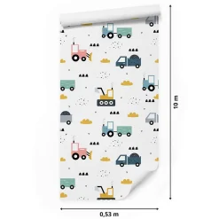 Papier Peint Intissé Pour Chambre D'Enfant VEHICULES Nuages