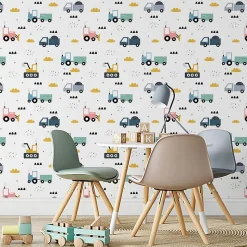Papier Peint Intissé Pour Chambre D'Enfant VEHICULES Nuages
