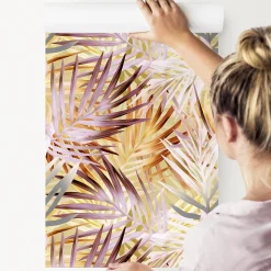 Papier Peint Intissé Pour La Chambre FEUILLES Exotiques Plantes Tropicales