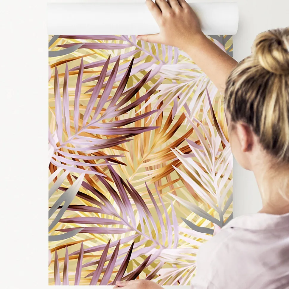 Papier Peint Intissé Pour La Chambre FEUILLES Exotiques Plantes Tropicales